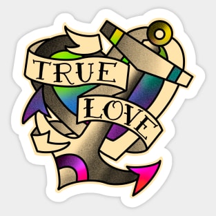 True love rainbow heart and anchor Sticker